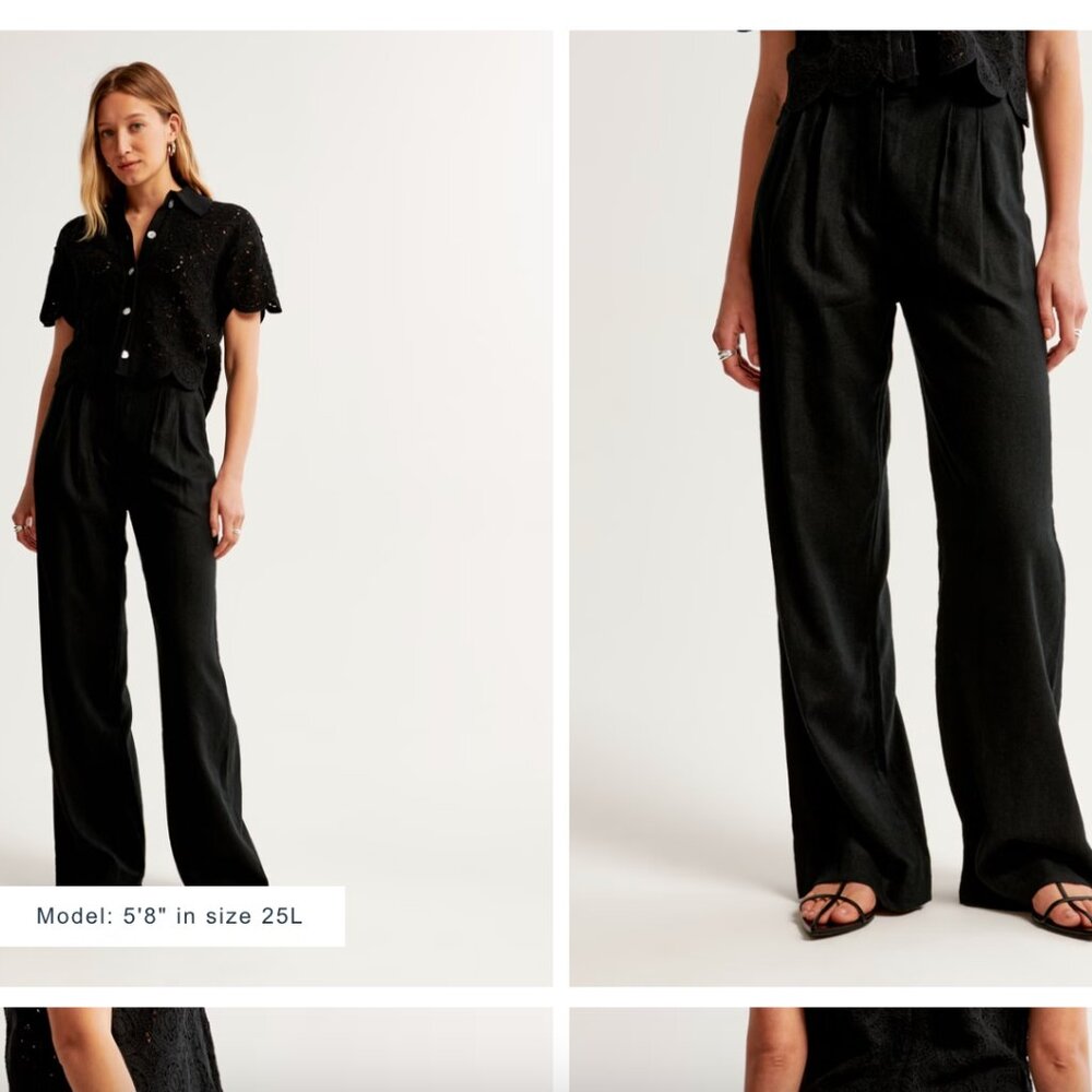 Abercrombie Black XS A&F Sloane Tailored Linen-Blend Pant